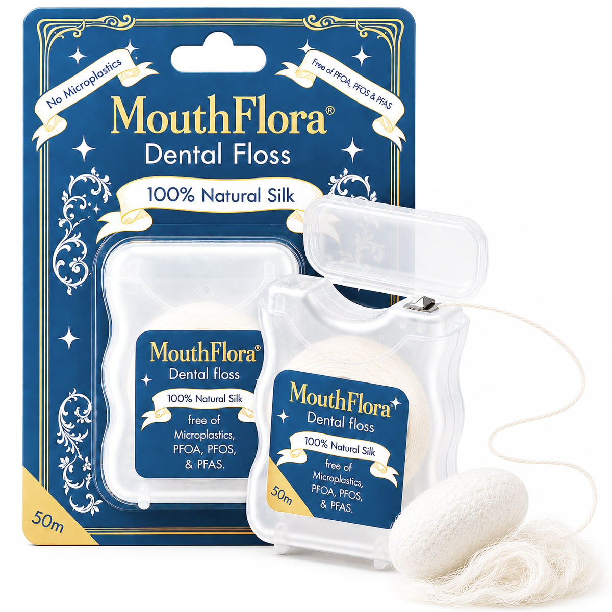 Natural Mulberry Silk Dental Floss - 50m / 54.7yd